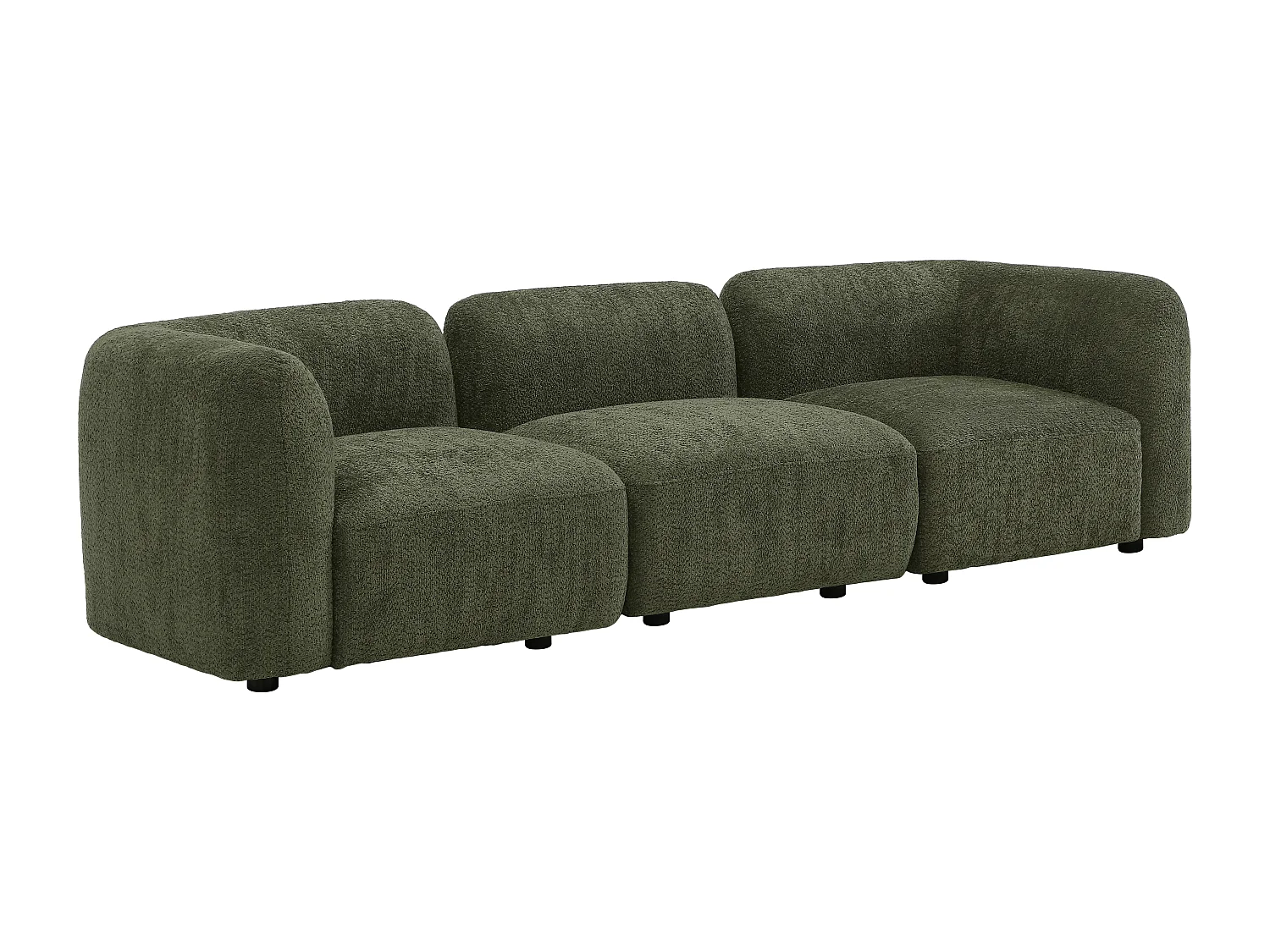 Canapé 3 places modulable en tissu bouclette vert DANEPI