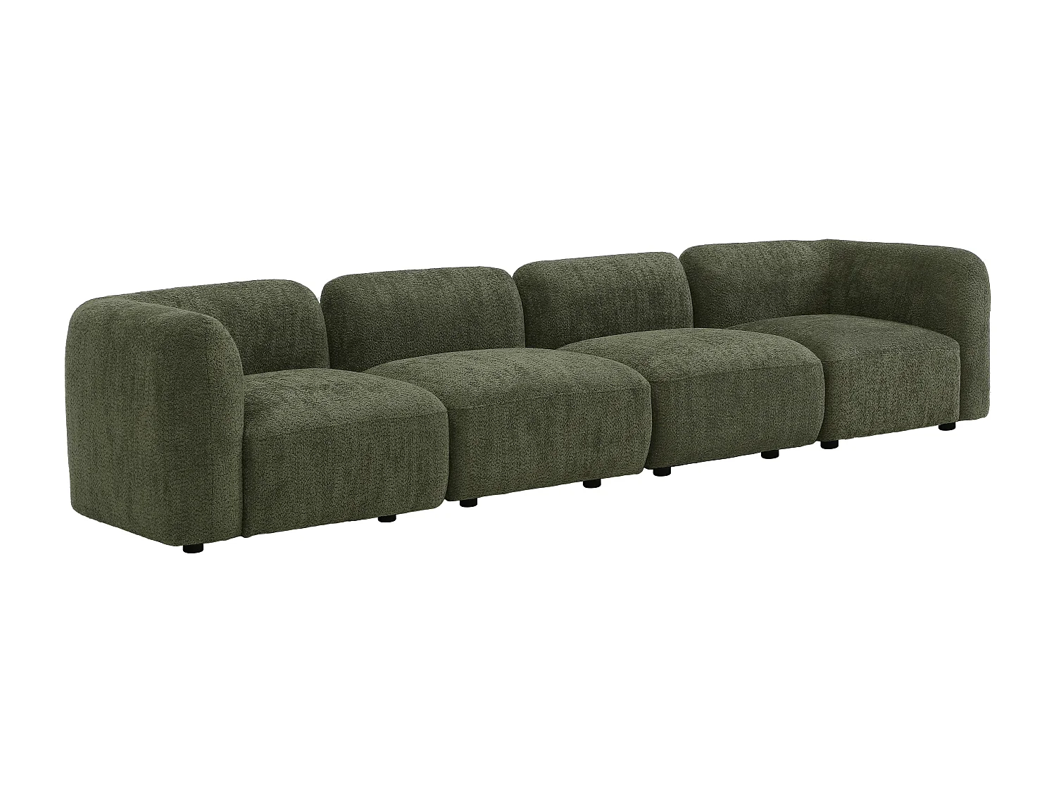 Canapé 5 places modulable en tissu bouclette vert DANEPI