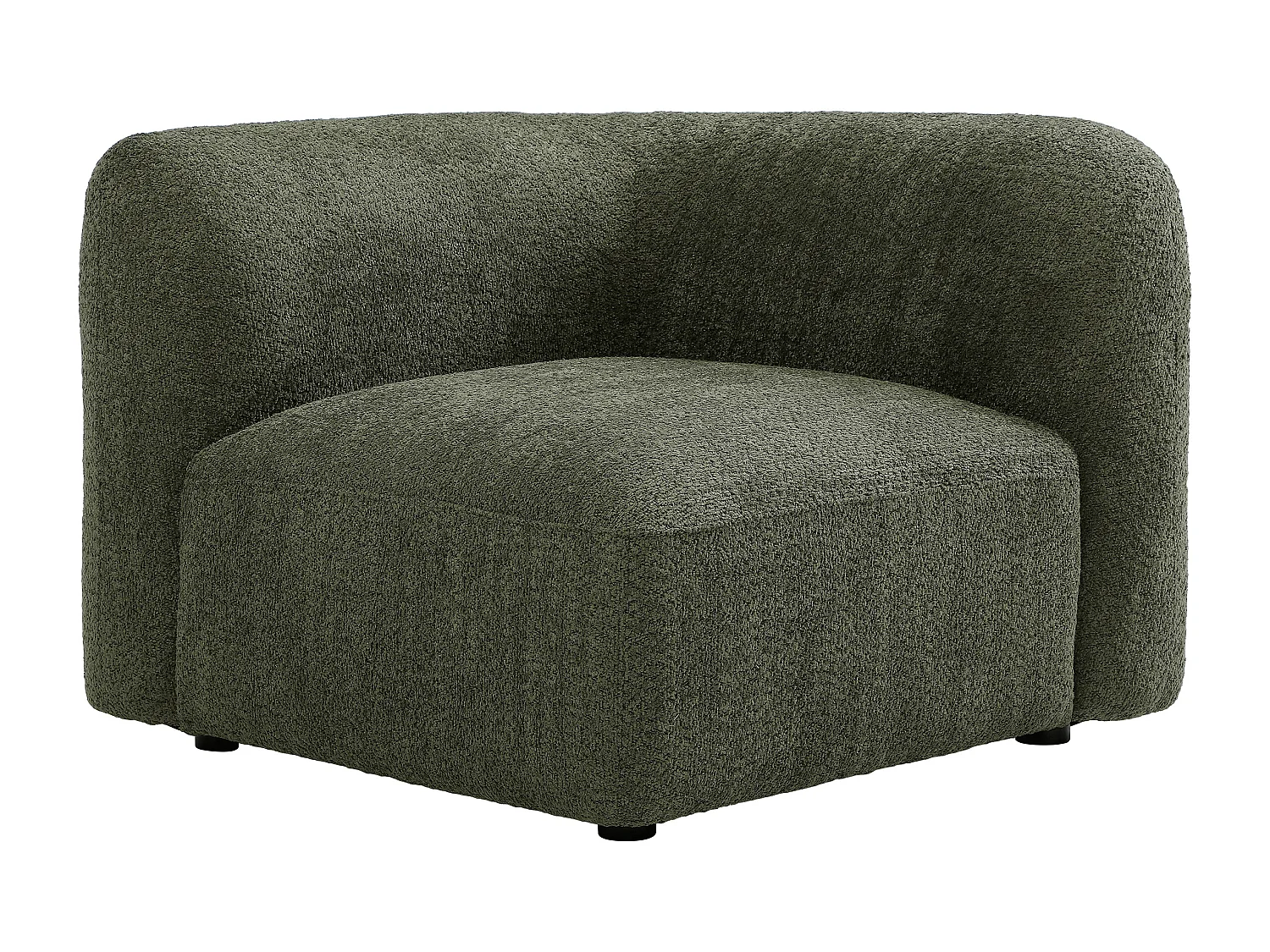 Canapé d'angle droit modulable en tissu bouclette vert DANEPI
