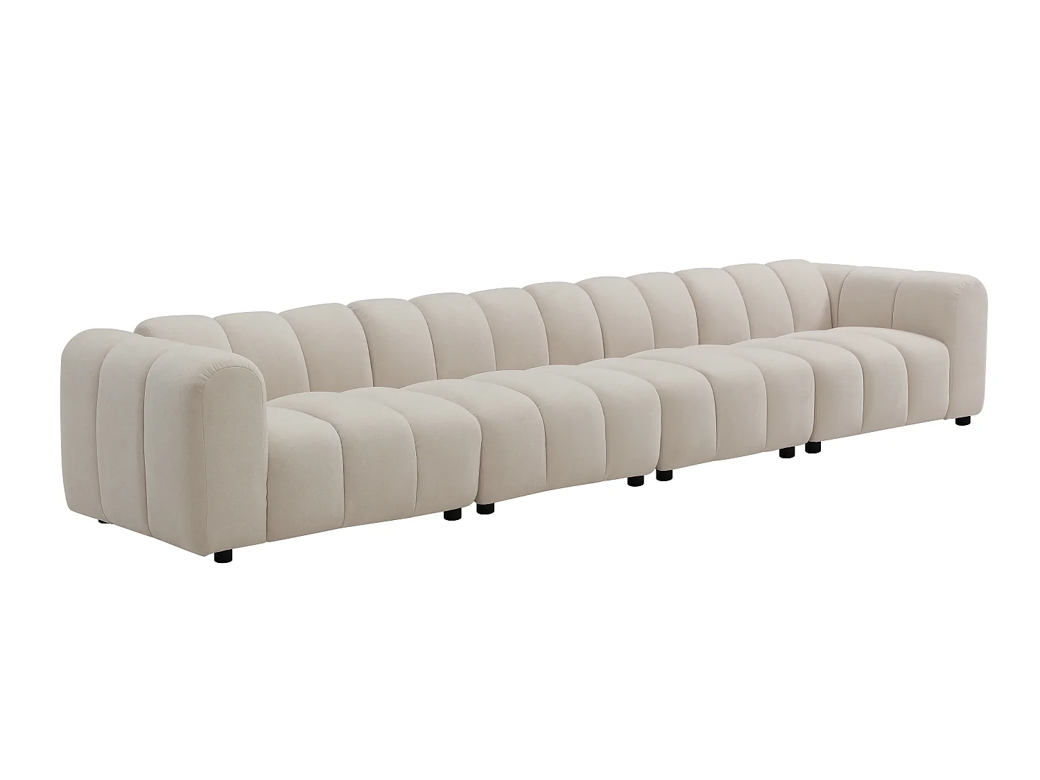 Canapé modulable 6 places en tissu texturé beige JUTINI
