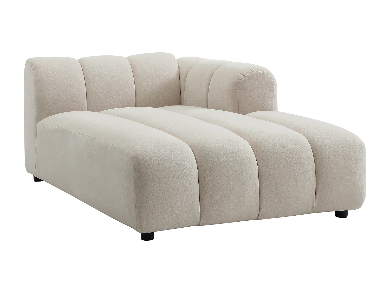 Canapé d'angle droit modulable en tissu texturé beige JUTINI