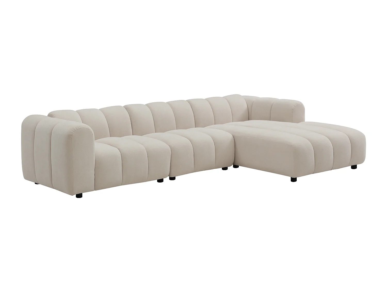 Canapé d'angle droit modulable en tissu texturé beige JUTINI