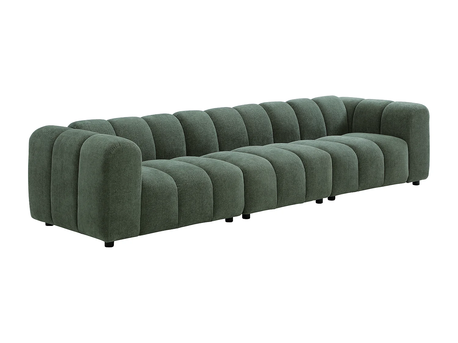Canapé modulable 4 places en tissu texturé vert sapin JUTINI