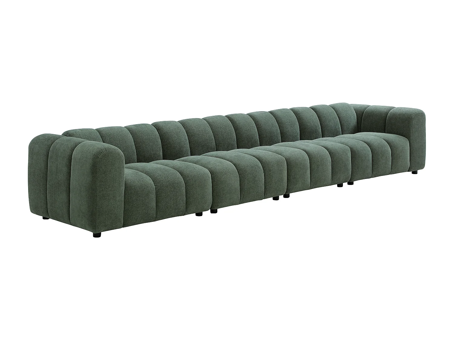 Canapé modulable 6 places en tissu texturé vert sapin JUTINI