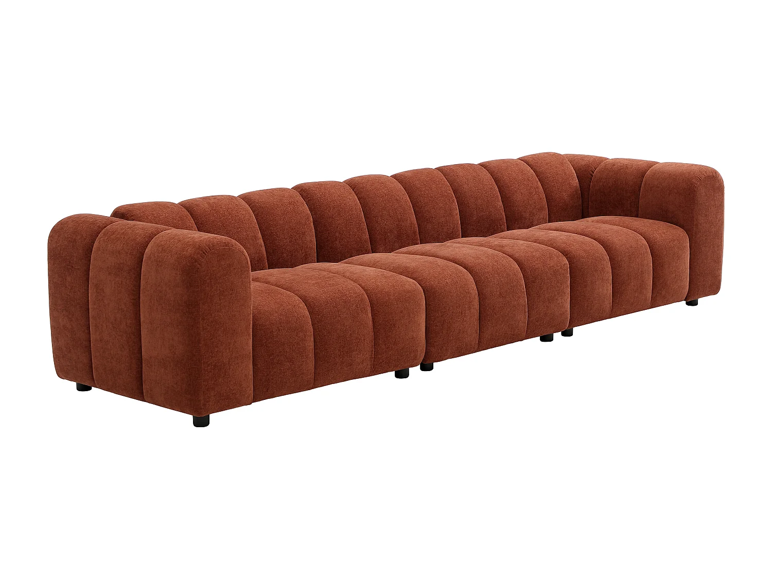 Canapé modulable 4 places en tissu texturé terracotta JUTINI