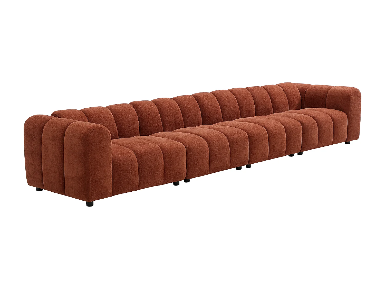 Canapé modulable 6 places en tissu texturé terracotta JUTINI