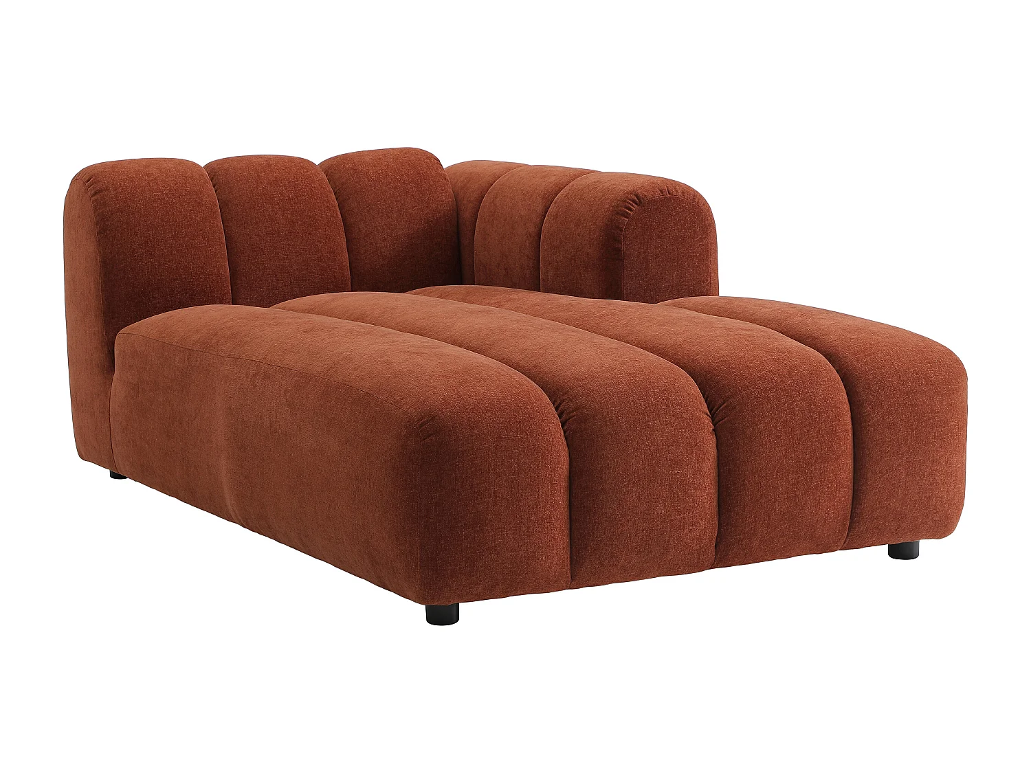 Canapé d'angle panoramique modulable en tissu texturé terracotta JUTINI