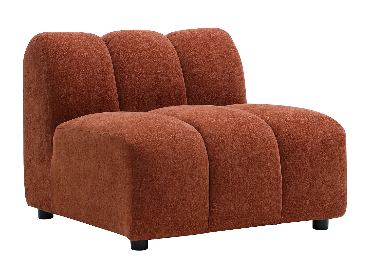 Canapé d'angle panoramique modulable en tissu texturé terracotta JUTINI