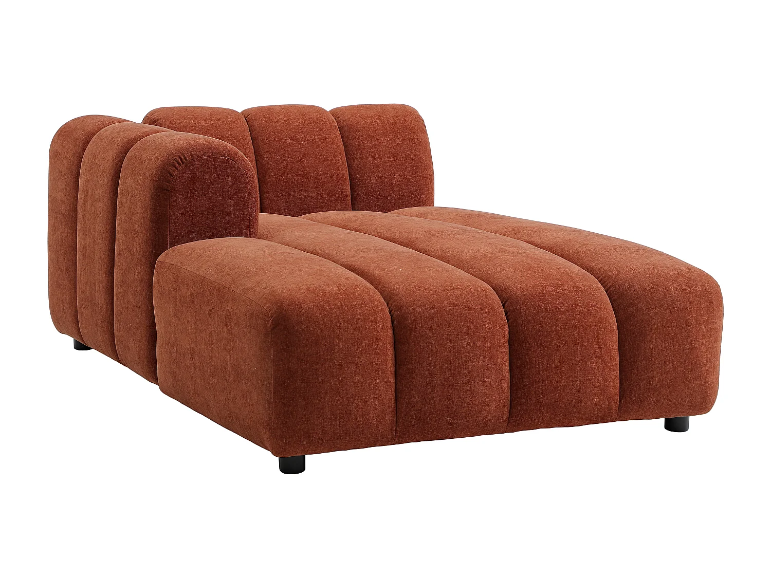 Canapé d'angle panoramique modulable en tissu texturé terracotta JUTINI