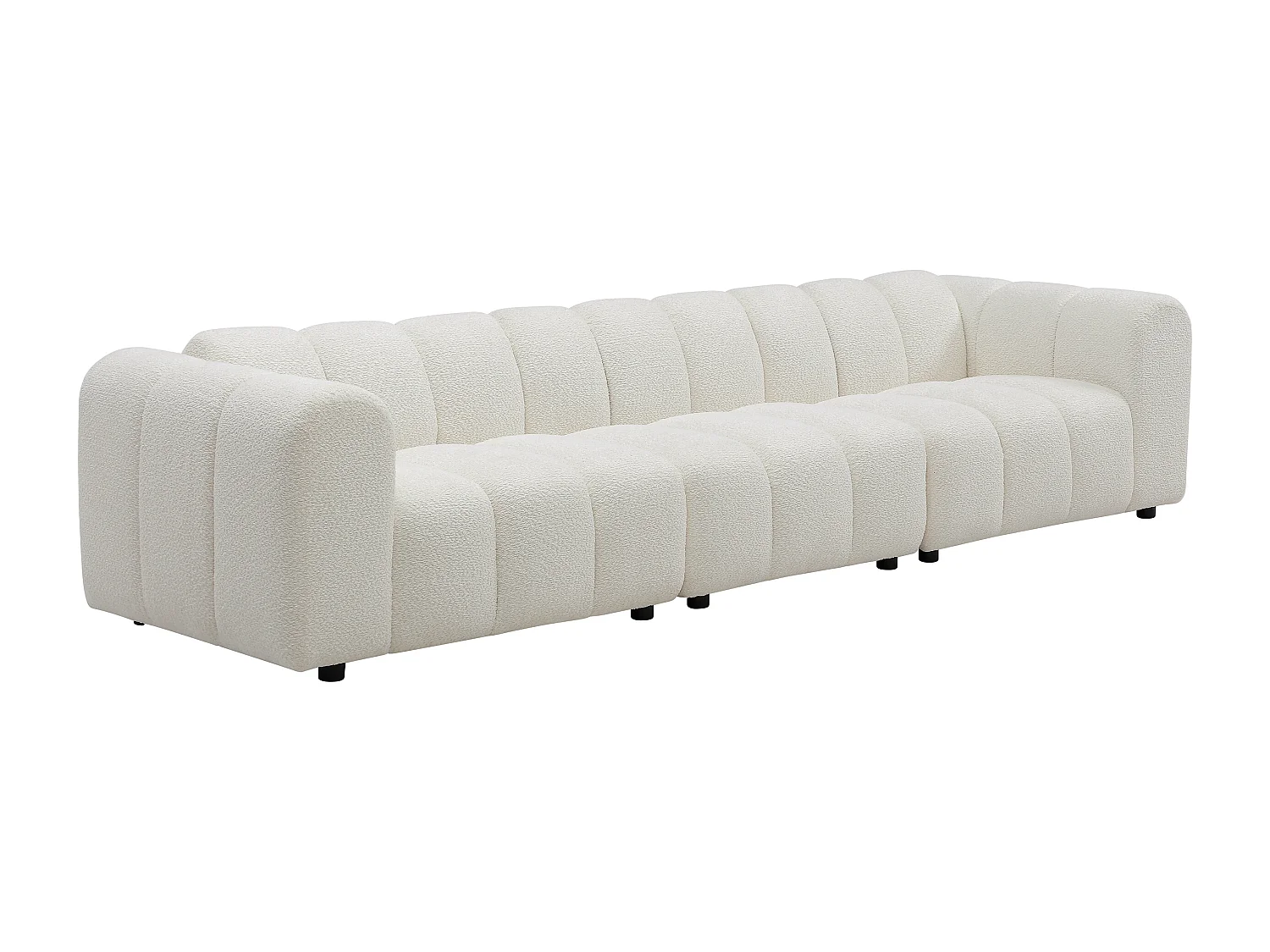 Canapé modulable 4 places en tissu bouclette blanc cassé JUTINI