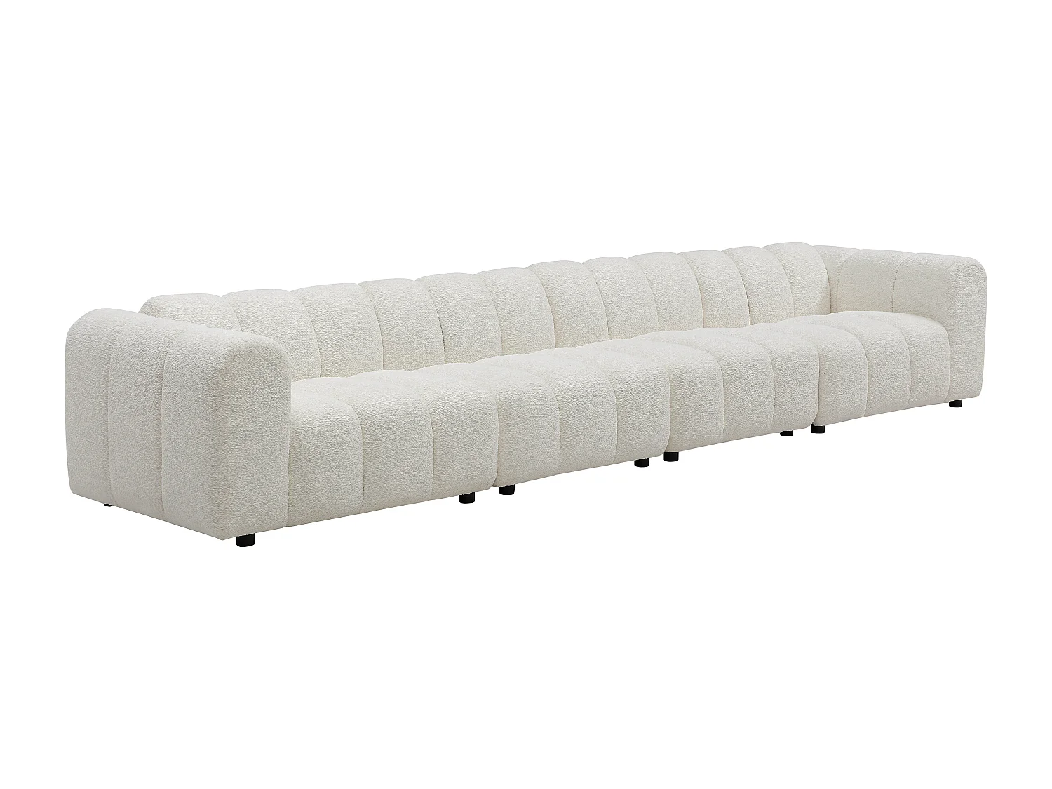 Canapé modulable 6 places en tissu bouclette blanc cassé JUTINI