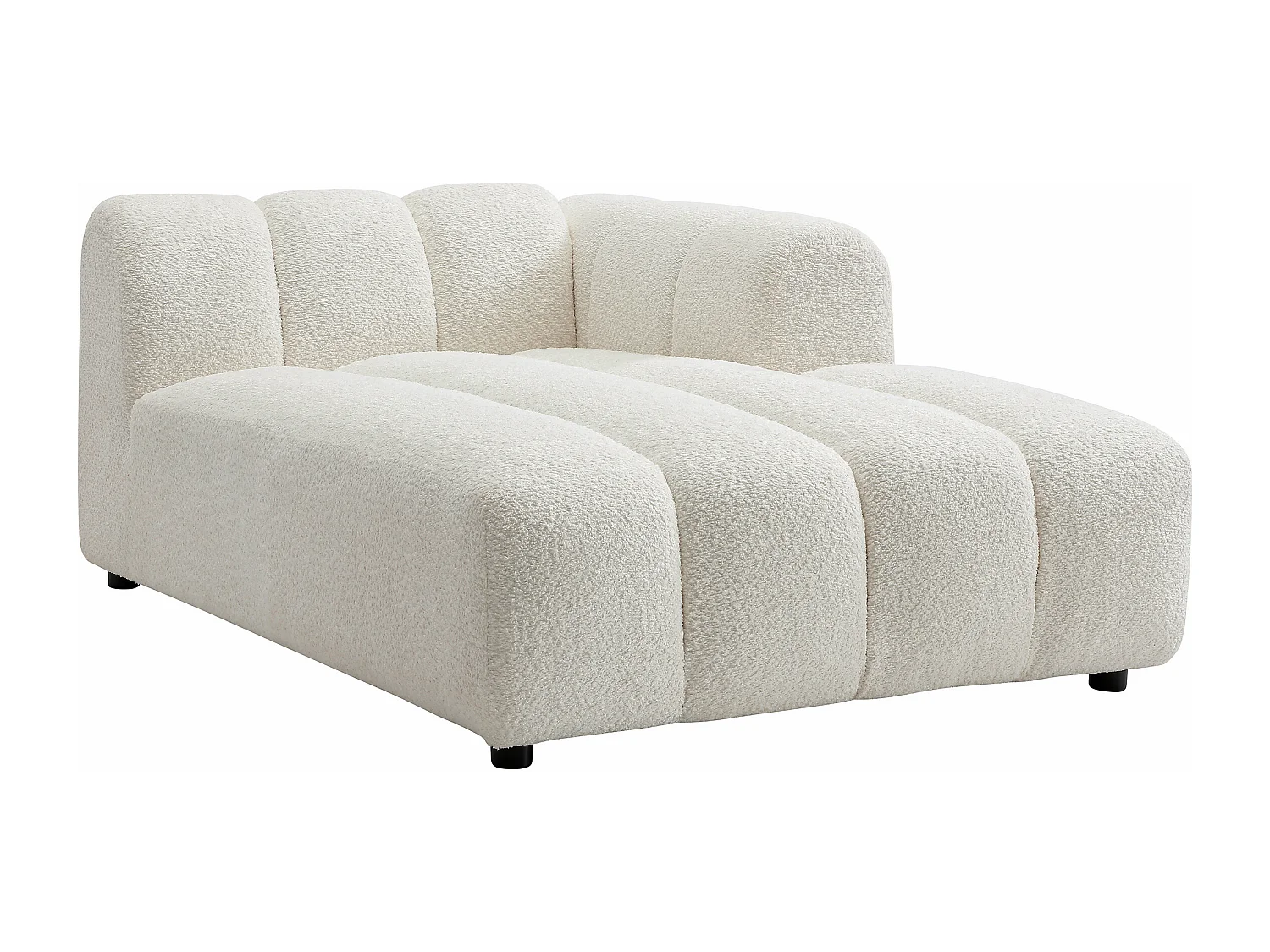 Canapé d'angle droit modulable en tissu bouclette blanc cassé JUTINI