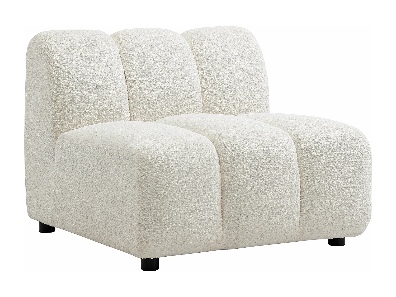 Canapé d'angle panoramique modulable en tissu bouclette blanc cassé JUTINI