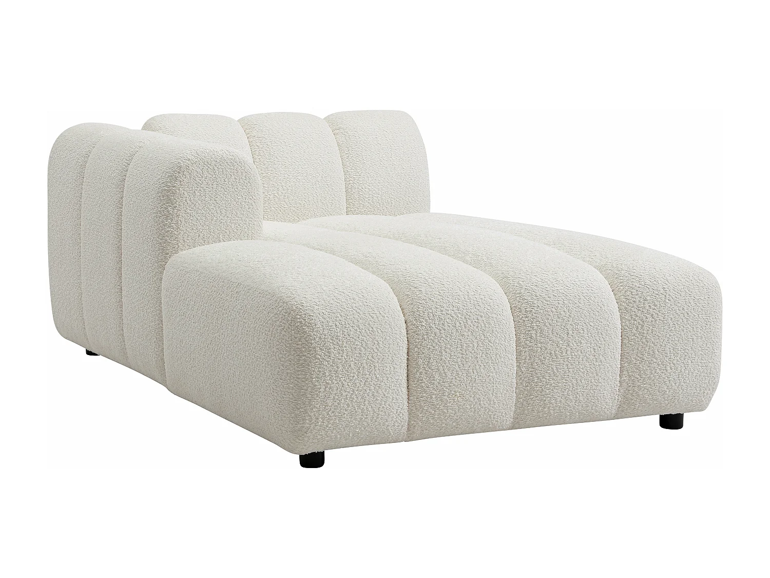 Canapé d'angle panoramique modulable en tissu bouclette blanc cassé JUTINI