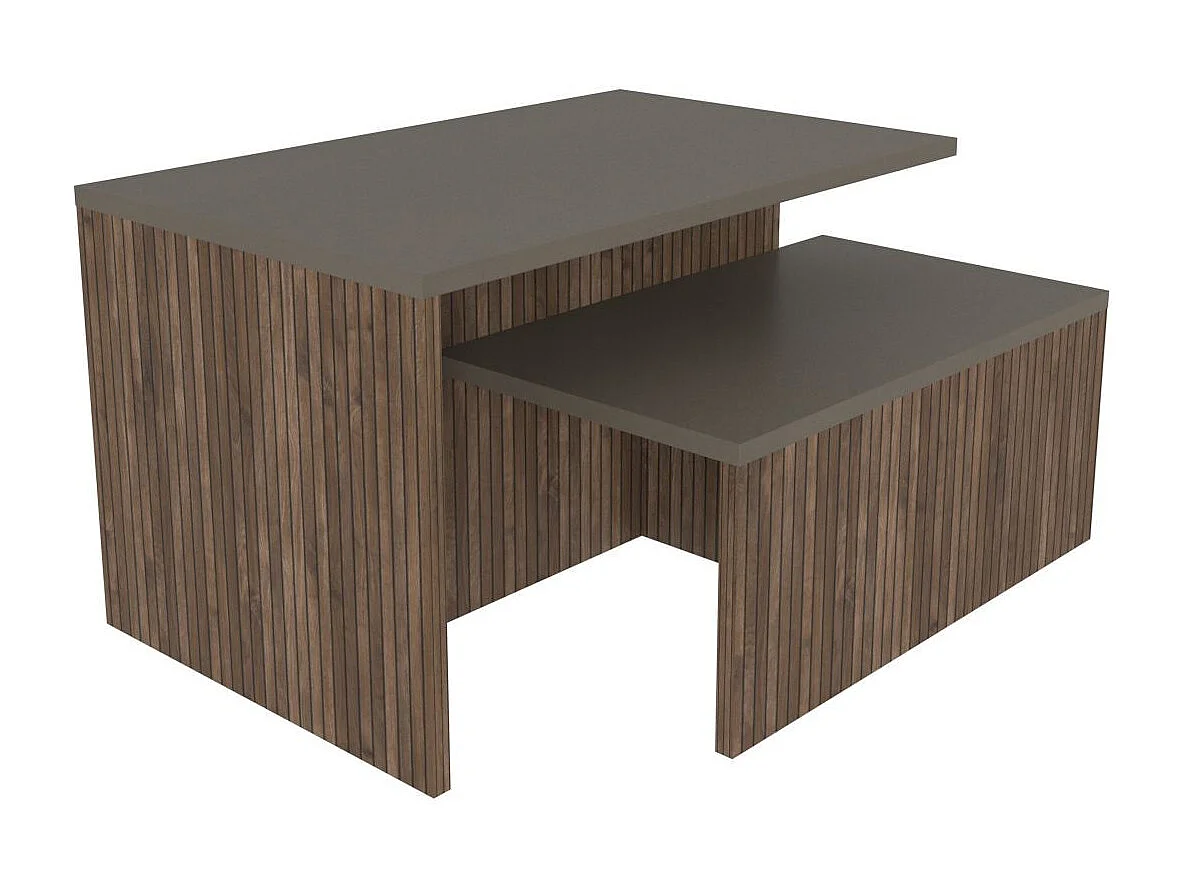 Table gigogne (2 pièces) en bois "Twins" 72 x 45 x 42 cm - Taupe