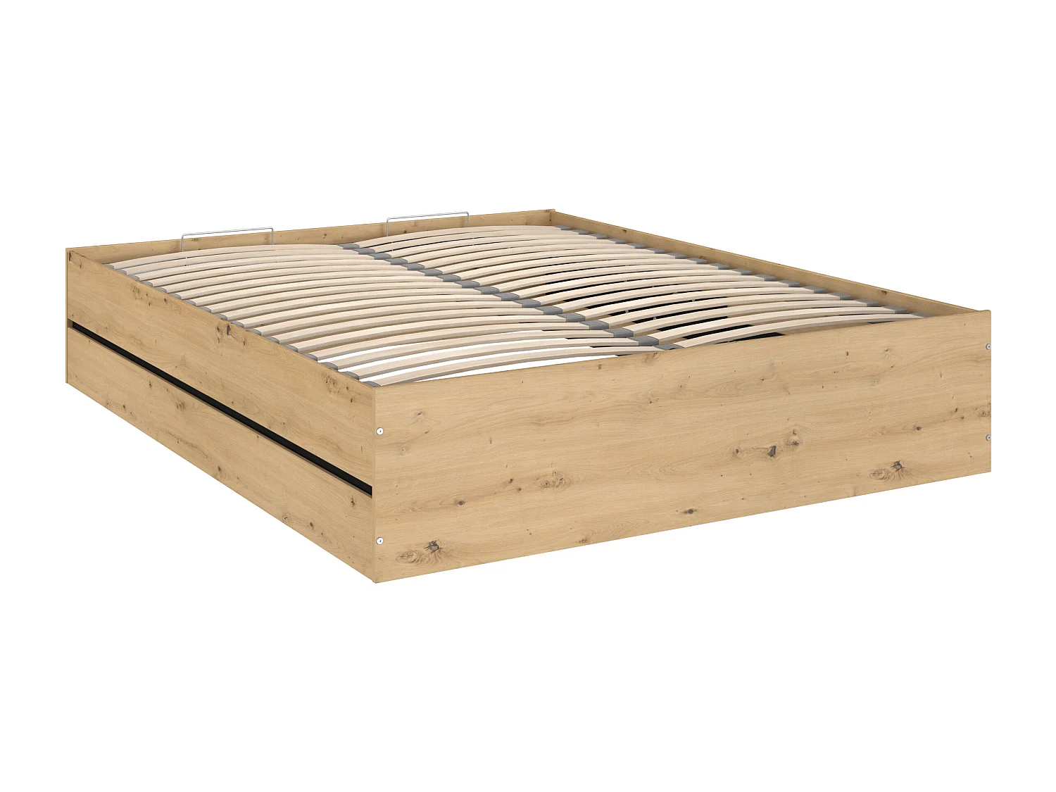 Lit coffre 160 x 200 cm - Coloris : Naturel et noir + Matelas - LUDARO