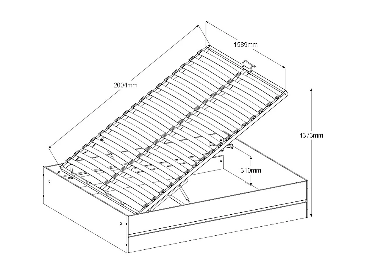 Lit coffre 160 x 200 cm - Coloris : Naturel et noir + Matelas - LUDARO