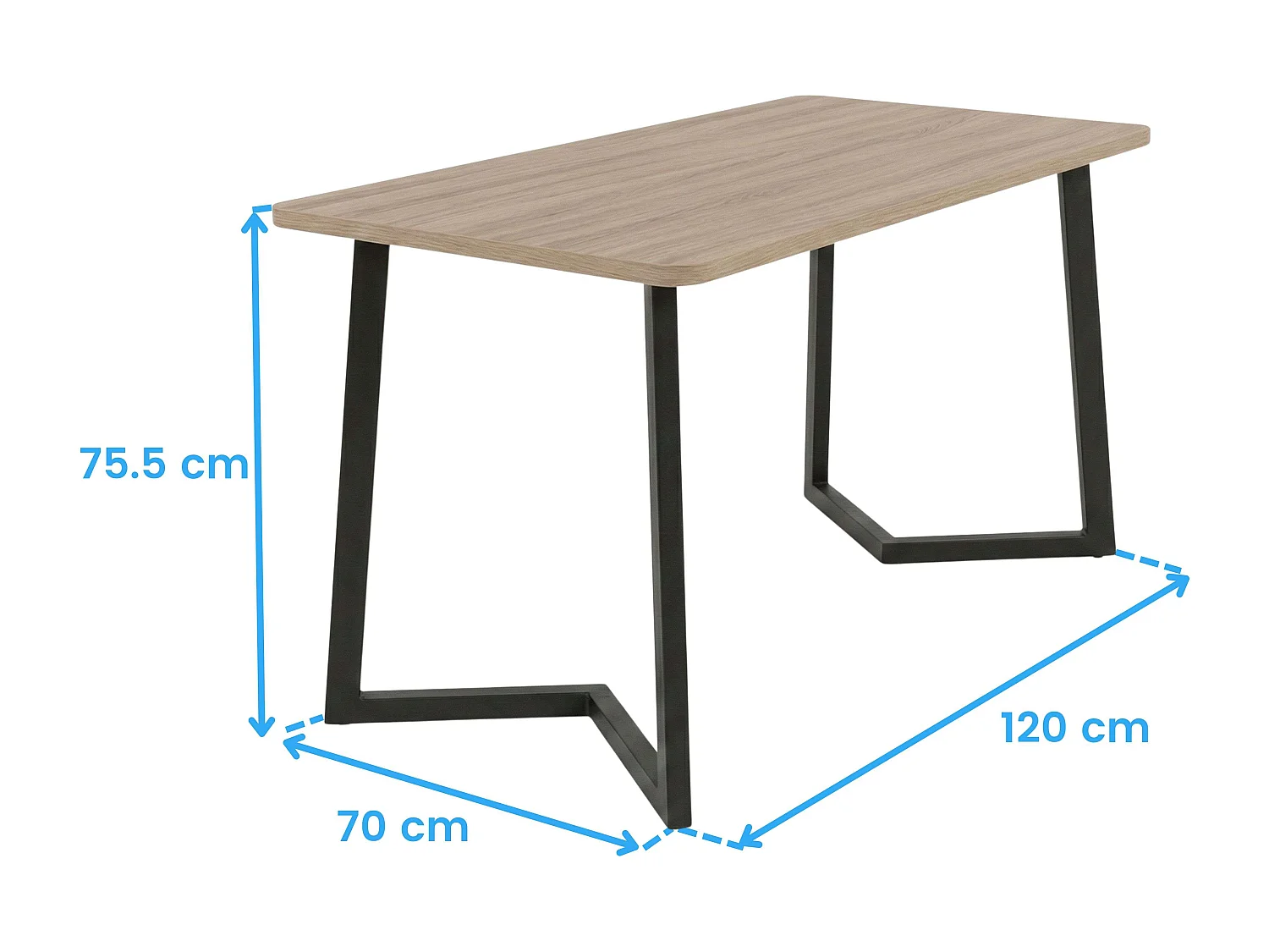 Conjunto de mesa de jantar Bergam com 4 cadeiras, em carvalho e bege.