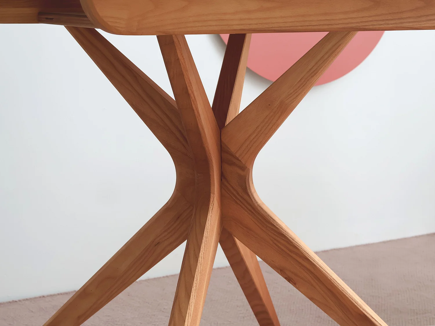 Table à manger ronde extensible 100cm 5 personnes Jubi Brun Beige | Pied en frêne