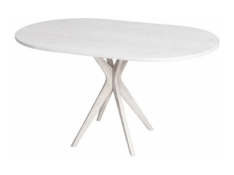 Table à manger ovale 75x100cm Jubi frêne teinté blanc