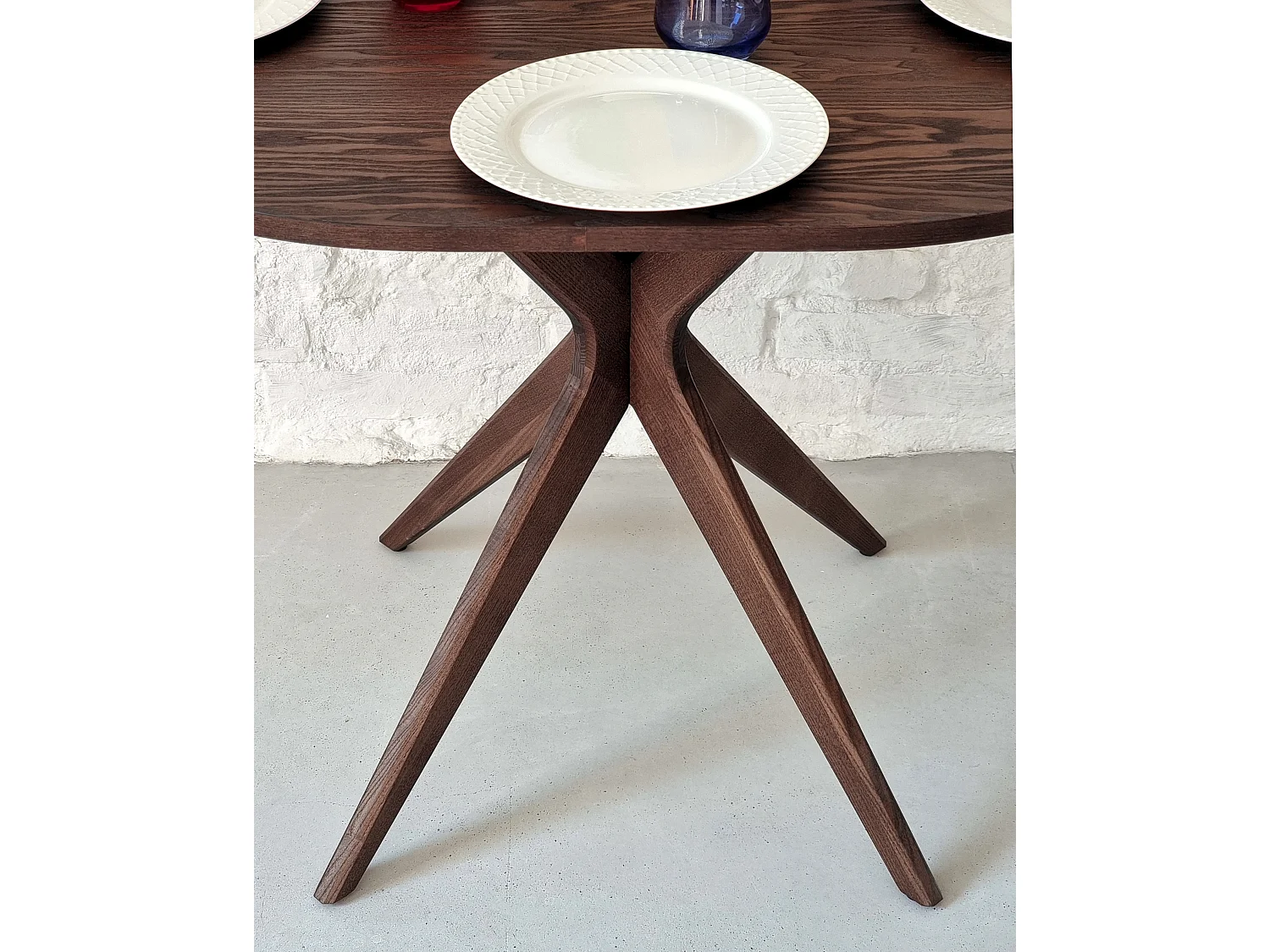 Table à manger ovale 75x100cm Jubi frêne teinté blanc