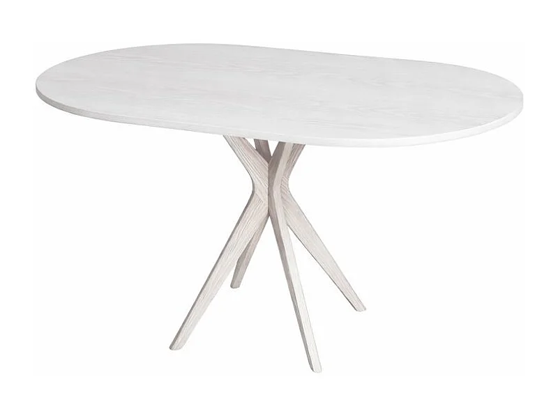 Table à manger ovale 75x100cm Jubi frêne teinté blanc
