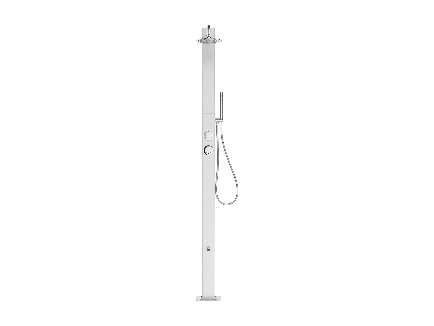 Douche d’extérieur avec rince-pieds – Inox brossé – Argenté – H 220 cm – ELNARO