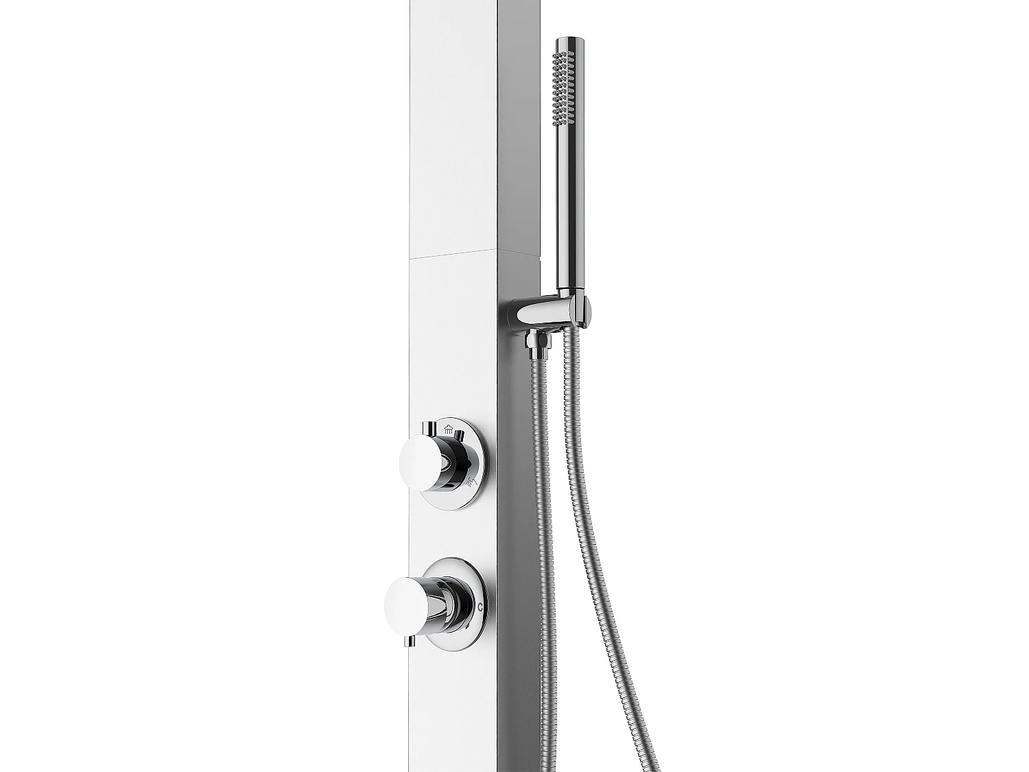 Douche d’extérieur avec rince-pieds – Inox brossé – Argenté – H 220 cm – ELNARO