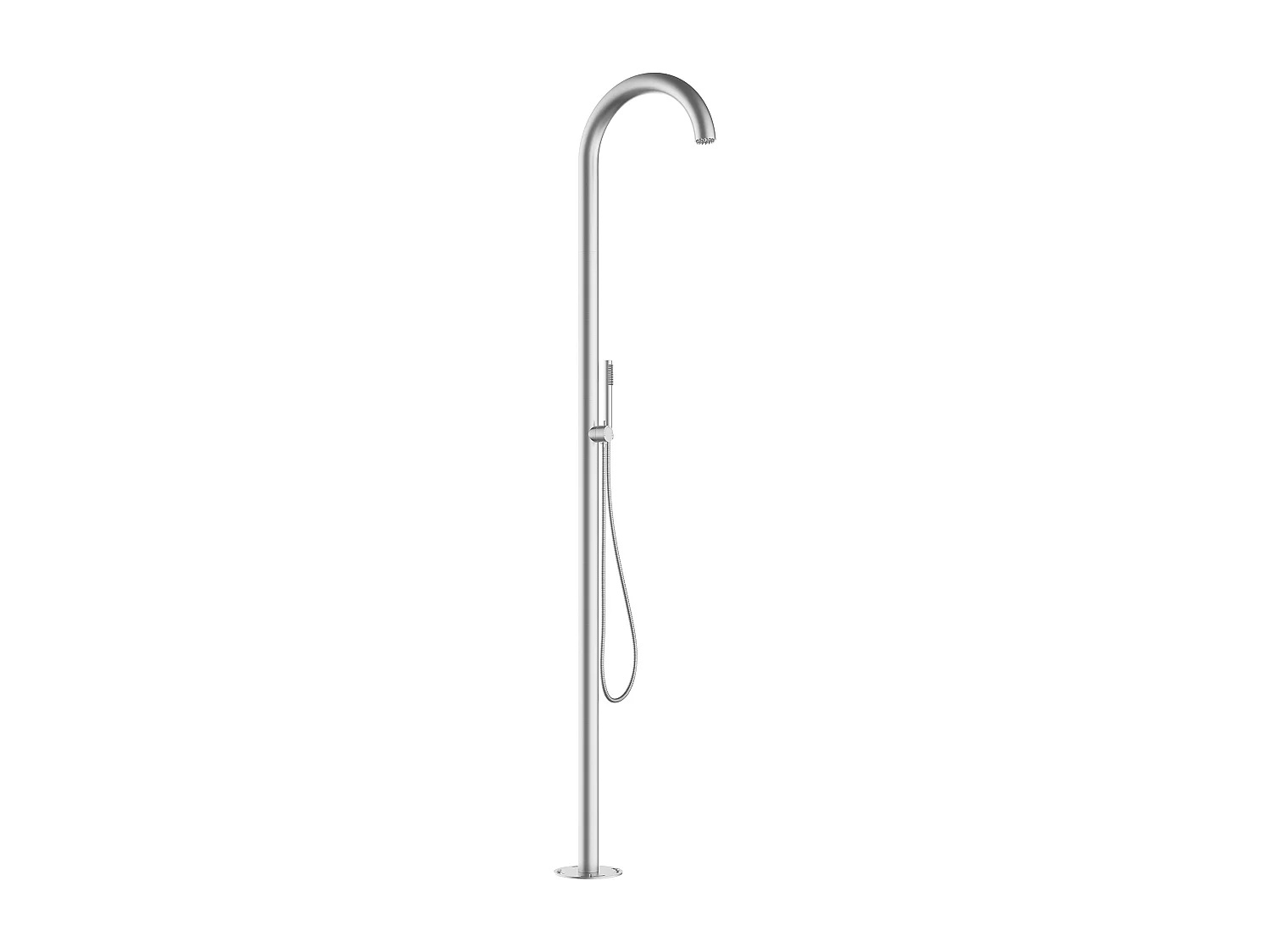 Douche d’extérieur avec douchette – Inox brossé – Argenté – H 230 cm – DESNARO
