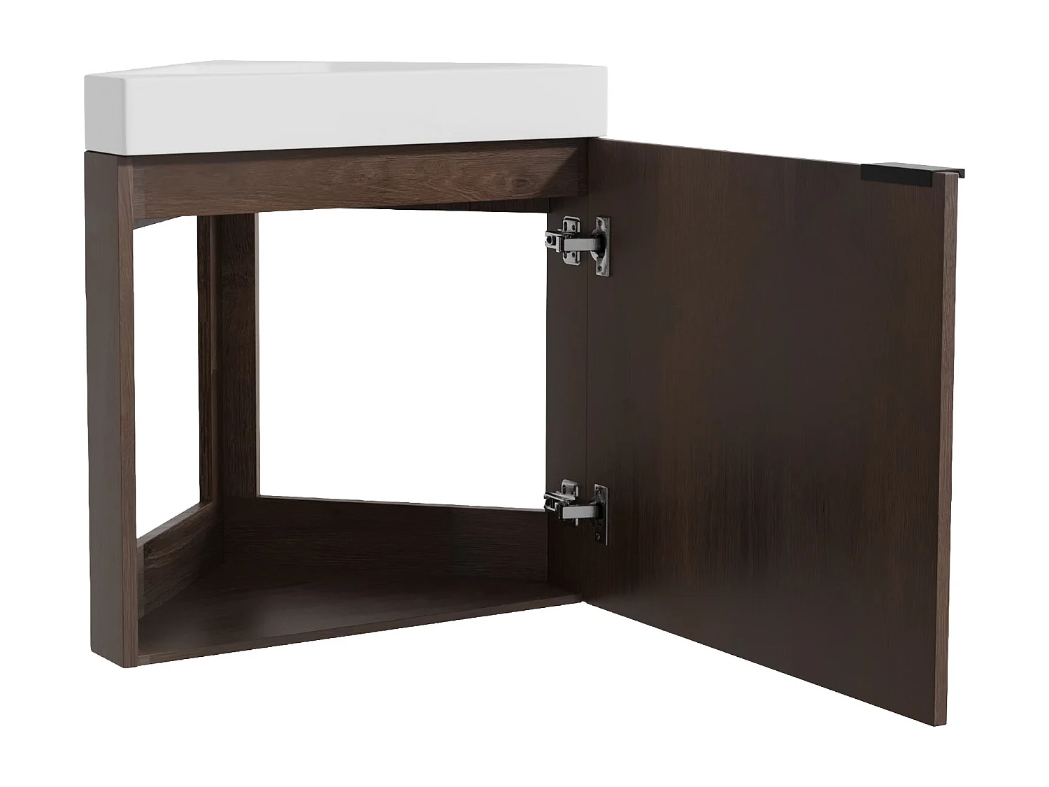 Meuble lave-main d'angle suspendu naturel foncé - 56 cm - MANODO