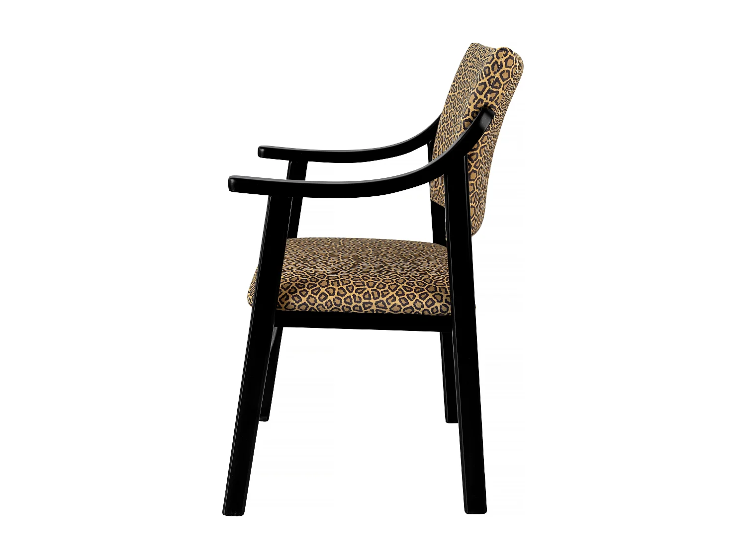 Silla madera negra y tejido estampado leopardo dorado ETIENNE