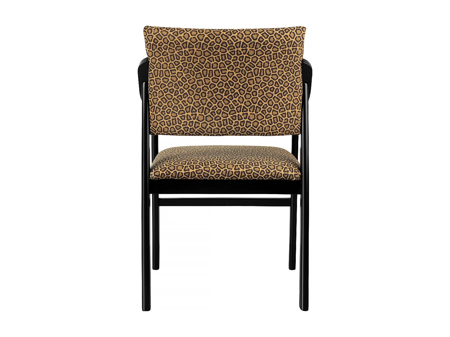 Silla madera negra y tejido estampado leopardo dorado ETIENNE