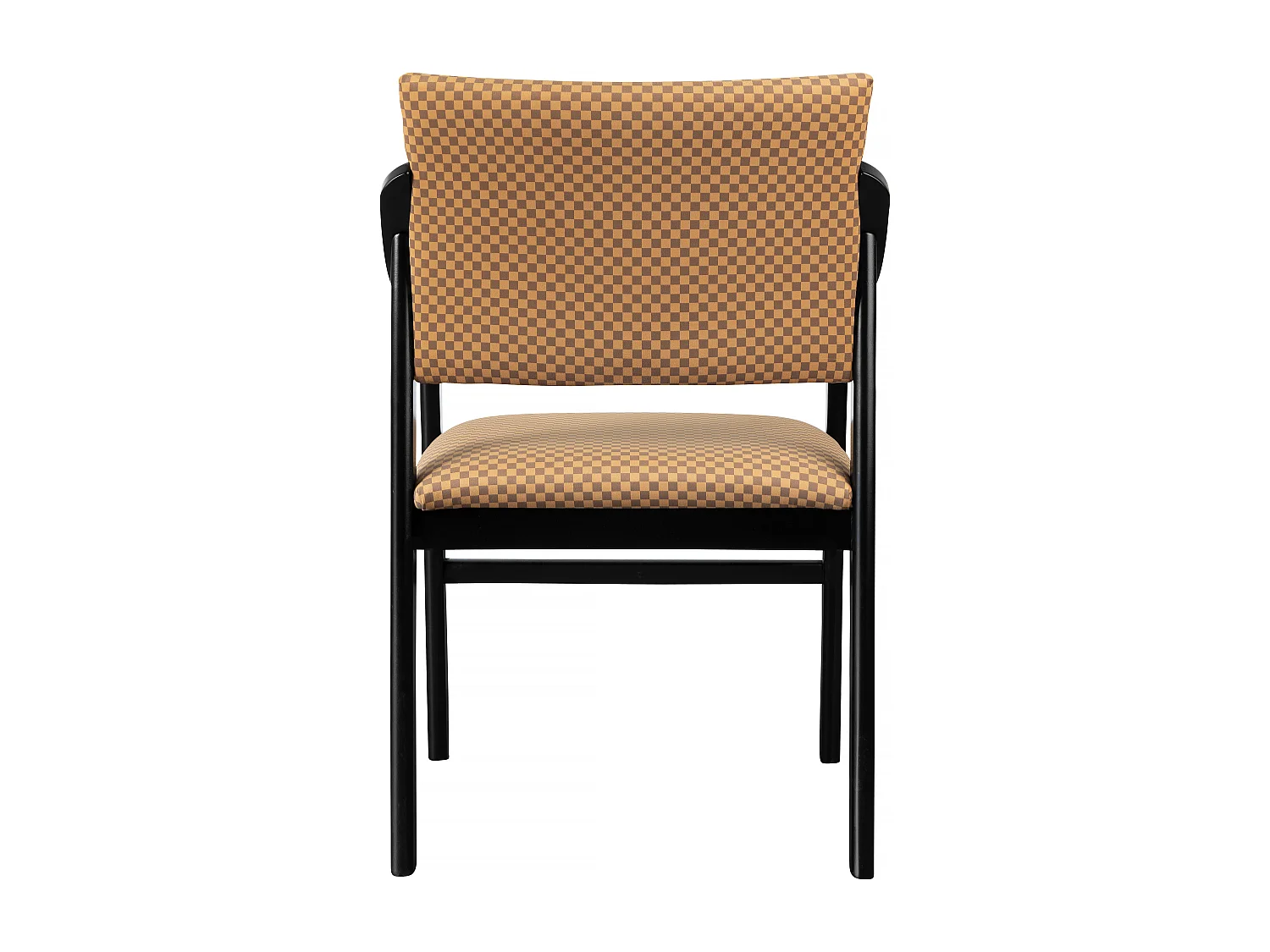 Silla madera negra y tejido con estampado damero beige ETIENNE