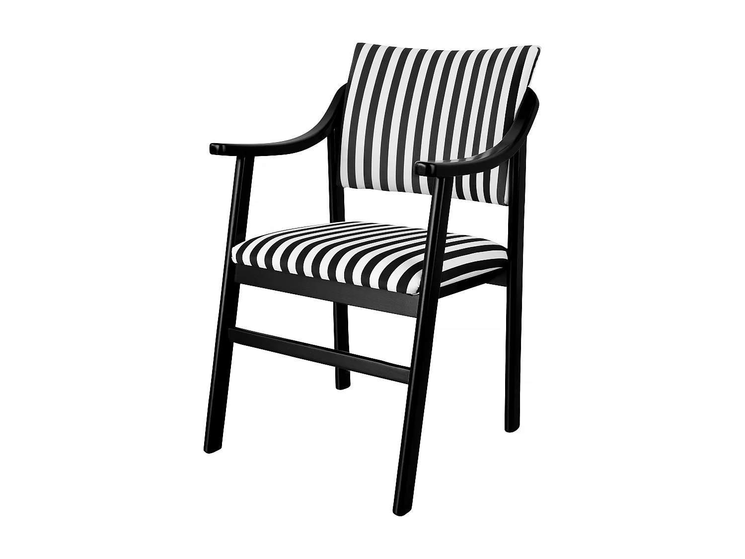 Silla madera negra y tejido a rayas blancas y negras ETIENNE