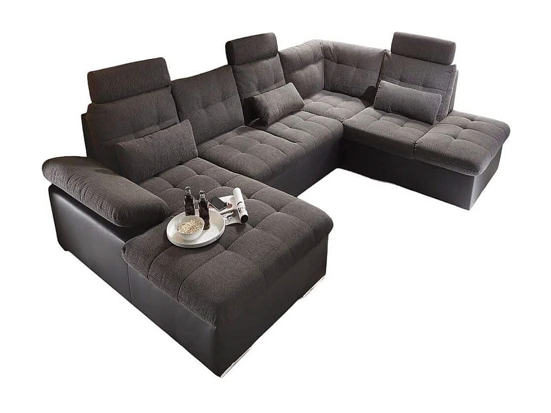 MYHOMELANDO Jakarta Wohnlandschaft – U-Form mit Schlaffunktion und Bettkasten