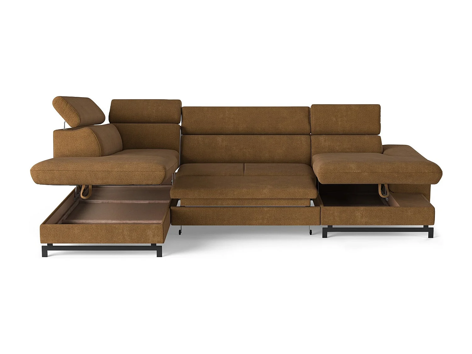 MYHOMELANDO Emma woonlandschap – U-vorm met slaapfunctie en opbergruimte, Orlando-stof