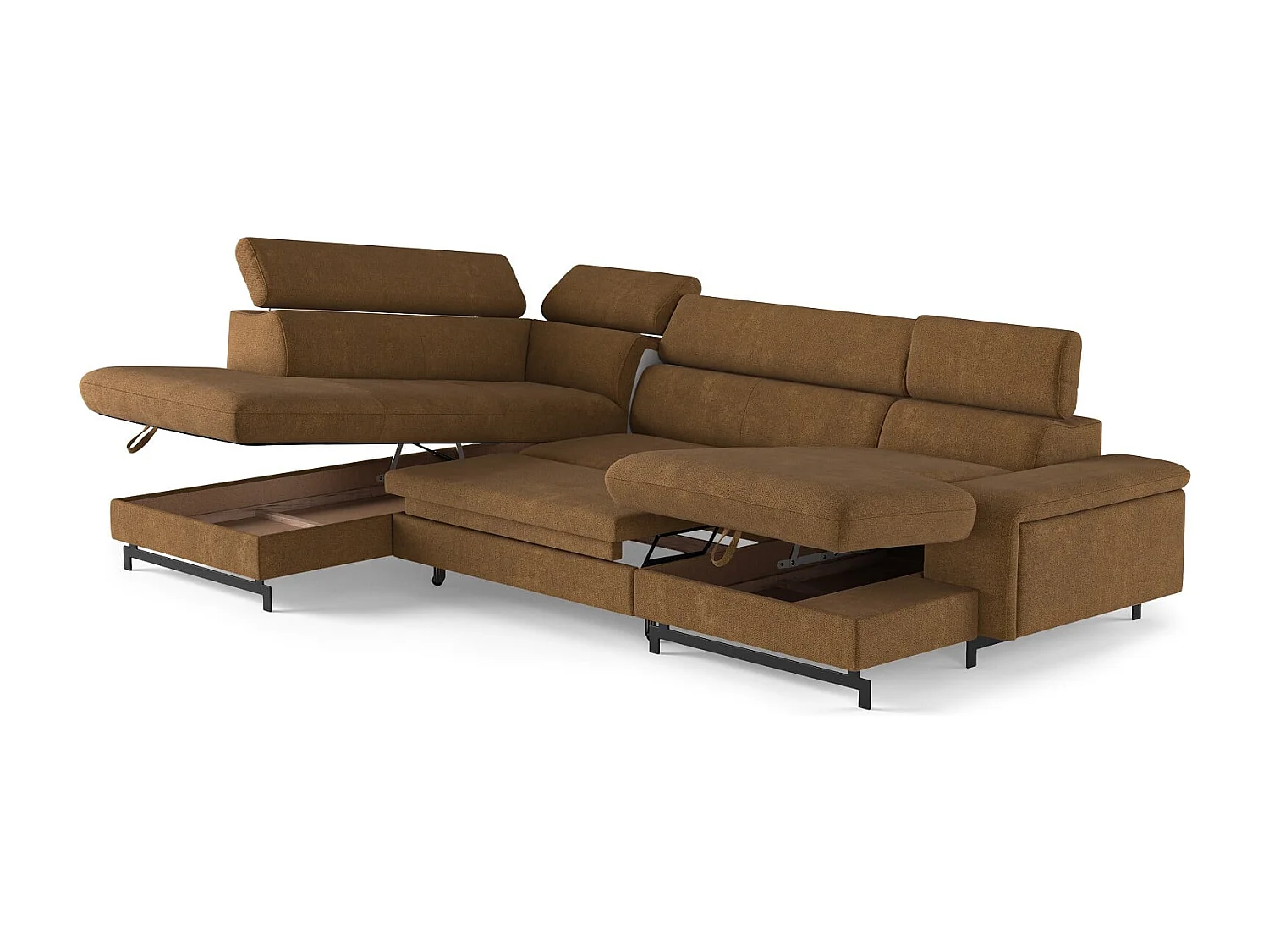 MYHOMELANDO Emma woonlandschap – U-vorm met slaapfunctie en opbergruimte, Orlando-stof