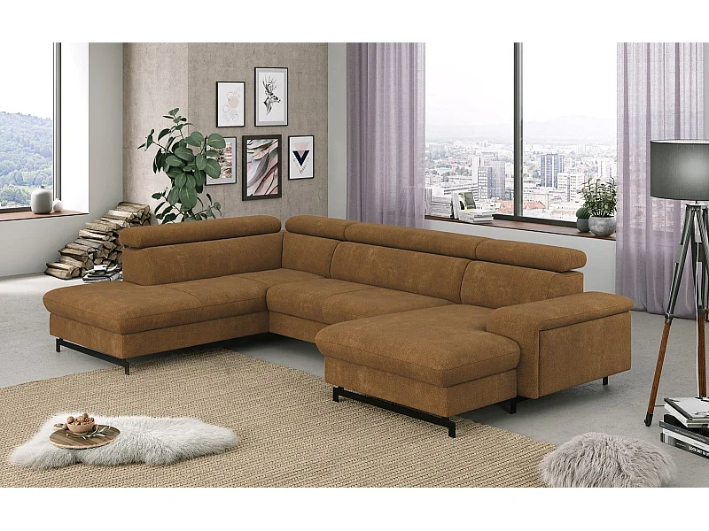 MYHOMELANDO Emma woonlandschap – U-vorm met slaapfunctie en opbergruimte, Orlando-stof