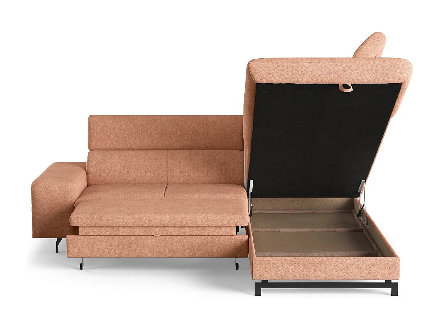 MYHOMELANDO Emma hoekbank – L-vorm met slaapfunctie en opbergruimte, verstelbare hoofdsteunen