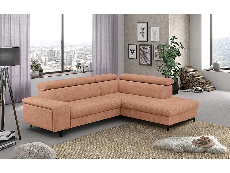 MYHOMELANDO Emma hoekbank – L-vorm met slaapfunctie en opbergruimte, verstelbare hoofdsteunen