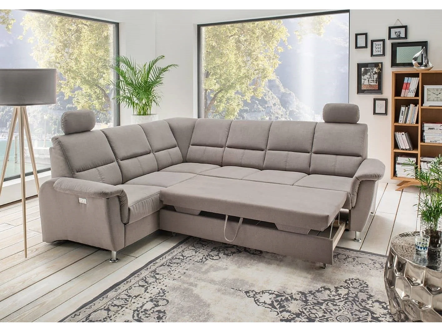 MYHOMELANDO Paris canapé d’angle – fonction couchage, fonction relax électrique, port USB