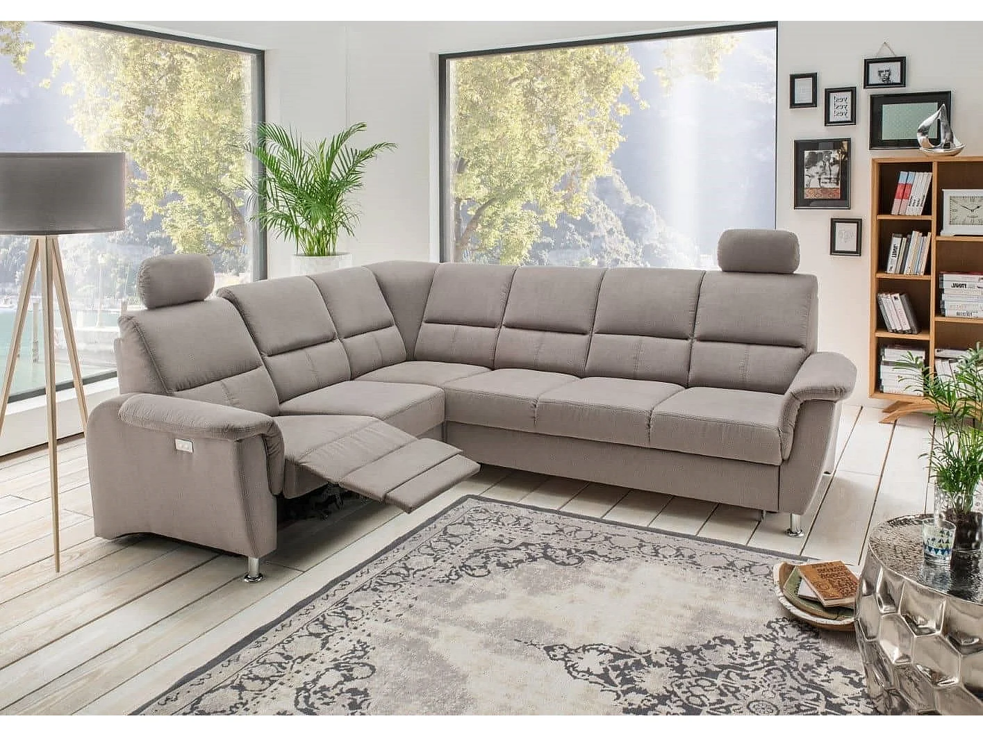 MYHOMELANDO Paris canapé d’angle – fonction couchage, fonction relax électrique, port USB