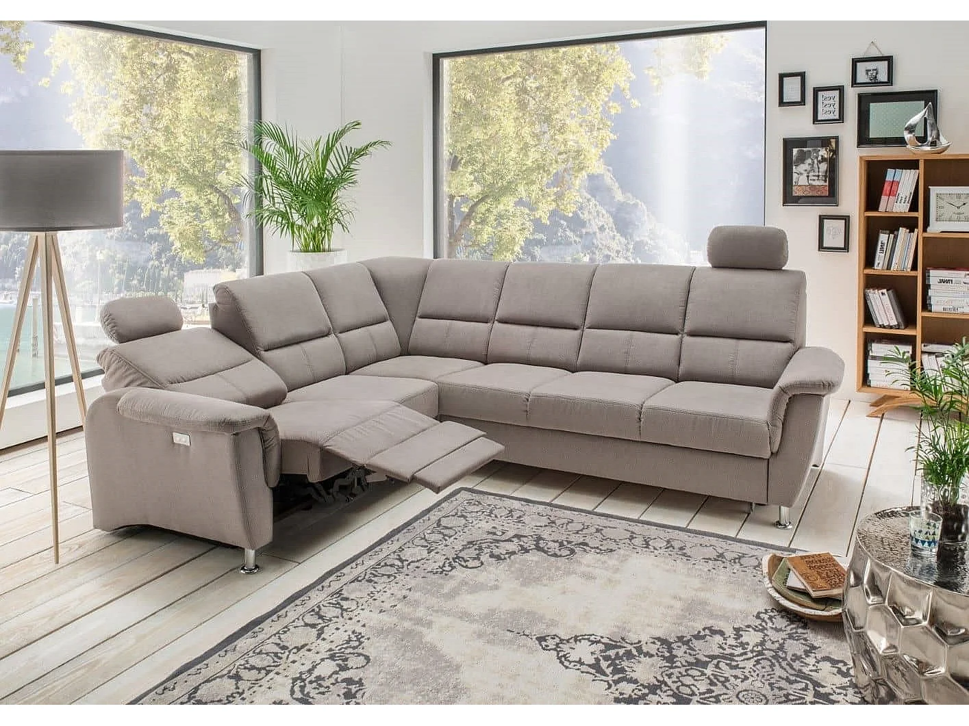 MYHOMELANDO Paris canapé d’angle – fonction couchage, fonction relax électrique, port USB