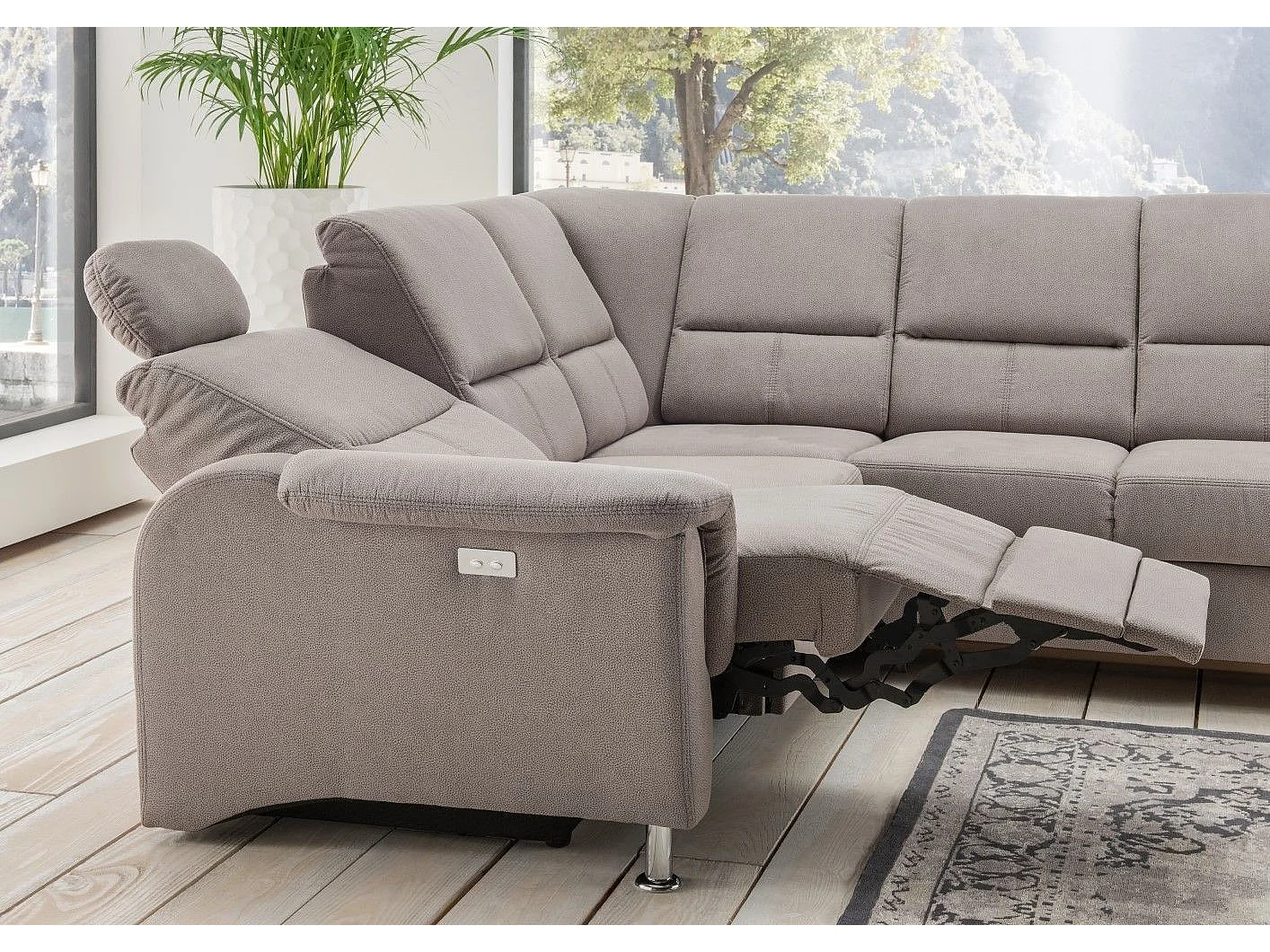 MYHOMELANDO Paris canapé d’angle – fonction couchage, fonction relax électrique, port USB