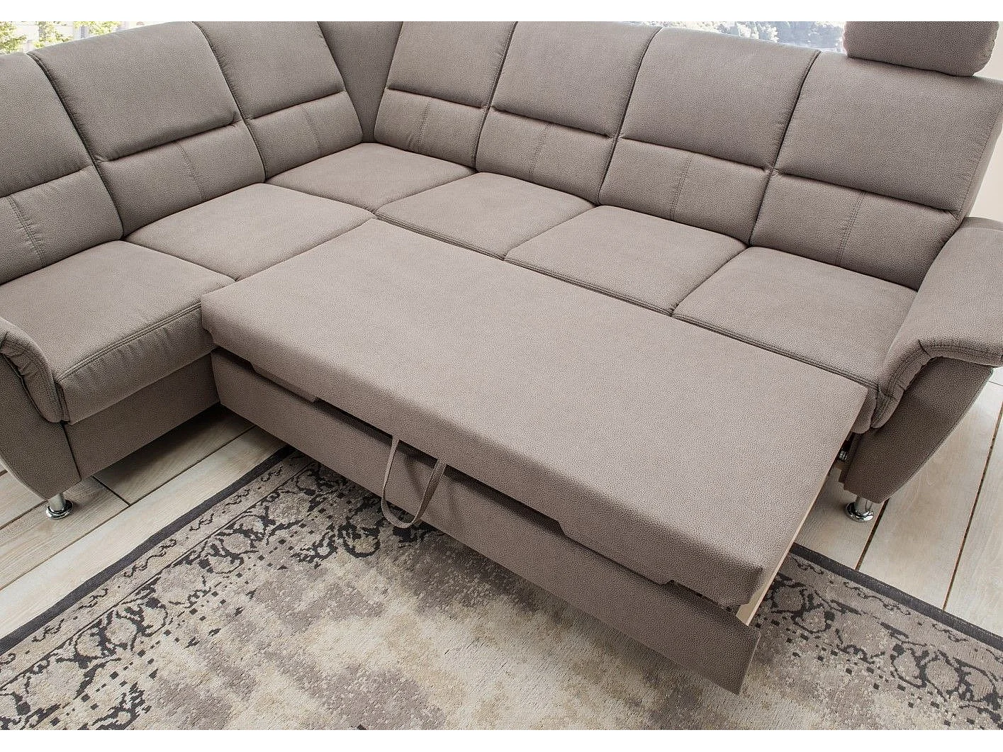 MYHOMELANDO Paris canapé d’angle – fonction couchage, fonction relax électrique, port USB