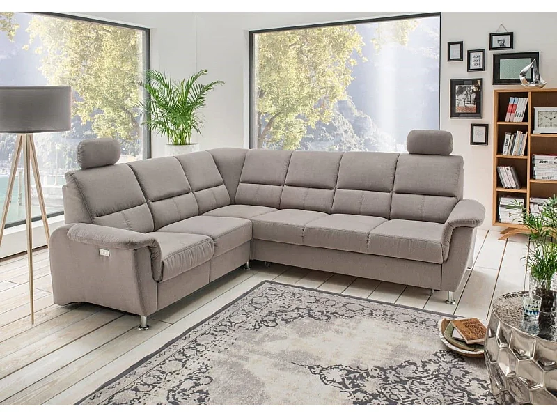 MYHOMELANDO Paris canapé d’angle – fonction couchage, fonction relax électrique, port USB