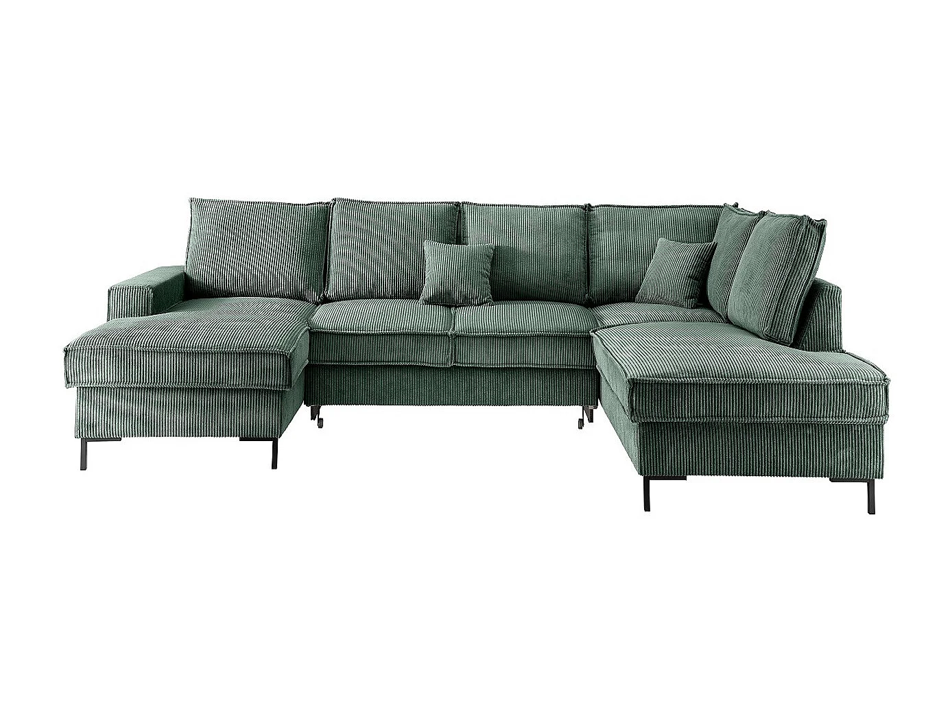 MYHOMELANDO Jerome Wohnlandschaft – U-Form Schlaffunktion und Bettkasten, Cordstoff