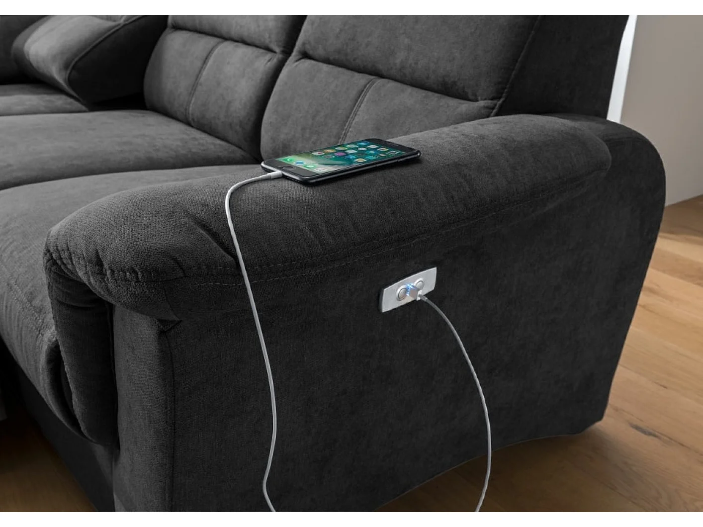 MYHOMELANDO Paris hoekbank – slaapfunctie, elektrische relaxfunctie, USB-aansluiting