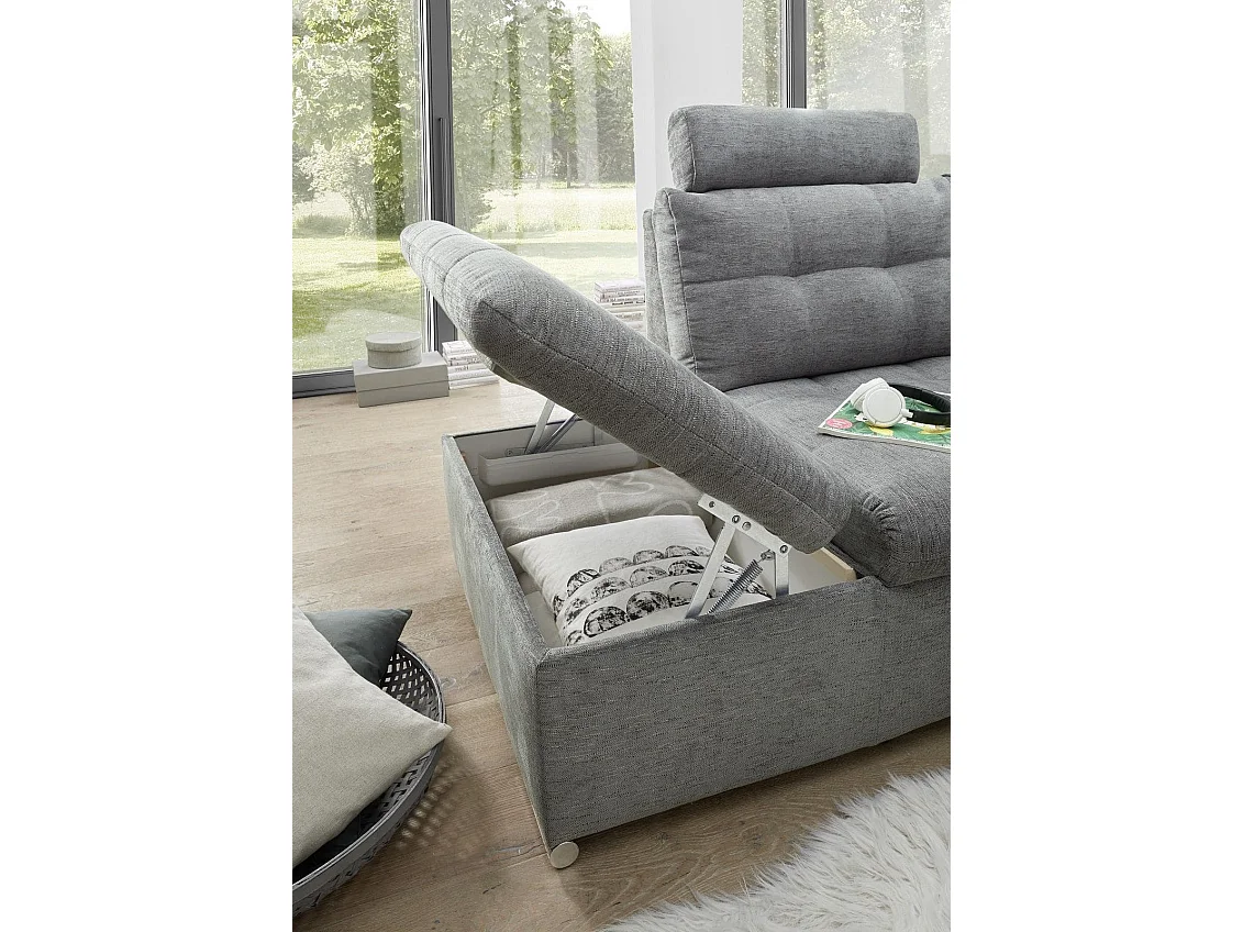 MYHOMELANDO Brest canapé panoramique – forme en U avec fonction couchage et coffre de rangement