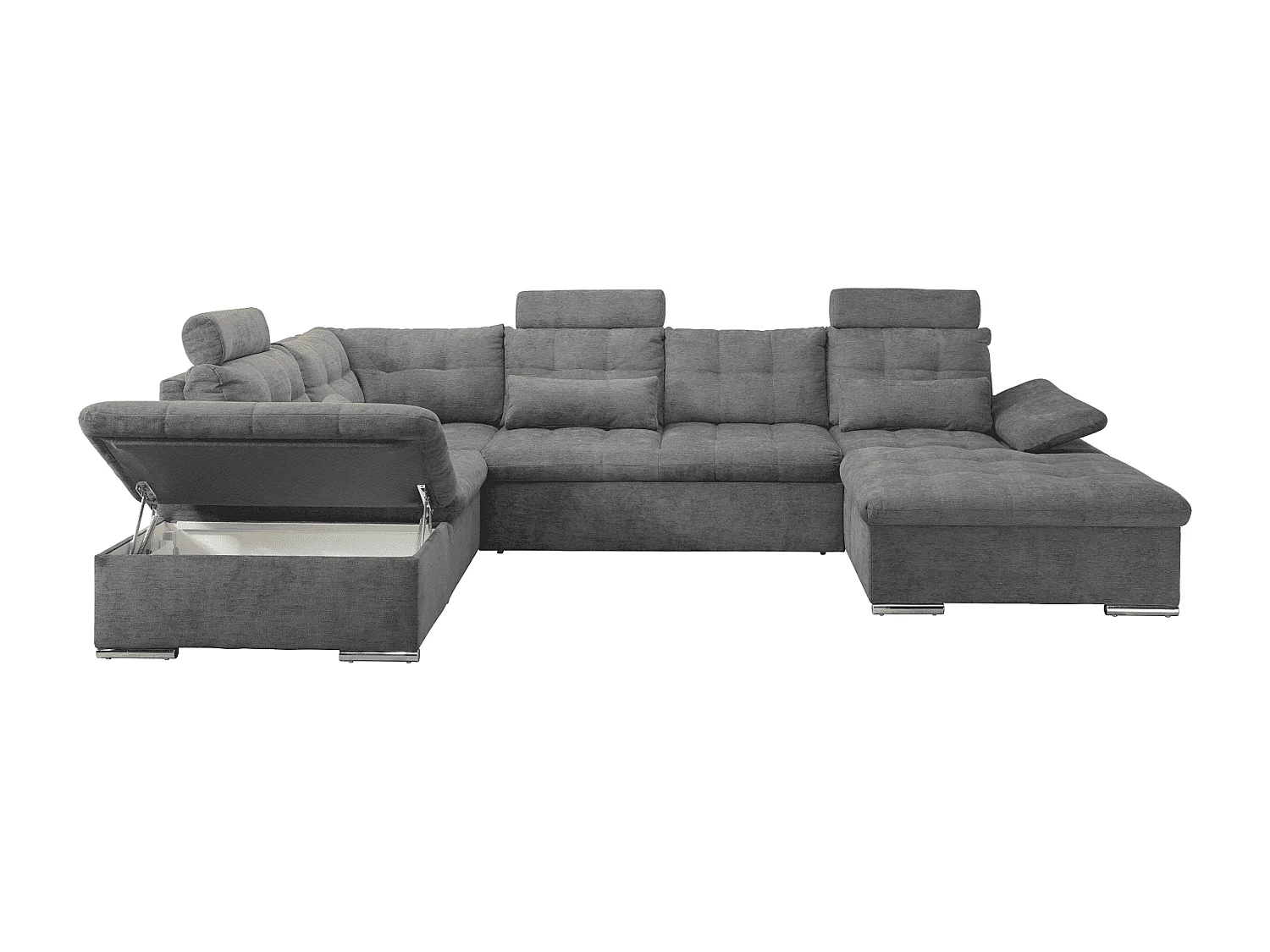 MYHOMELANDO Brest canapé panoramique – forme en U avec fonction couchage et coffre de rangement